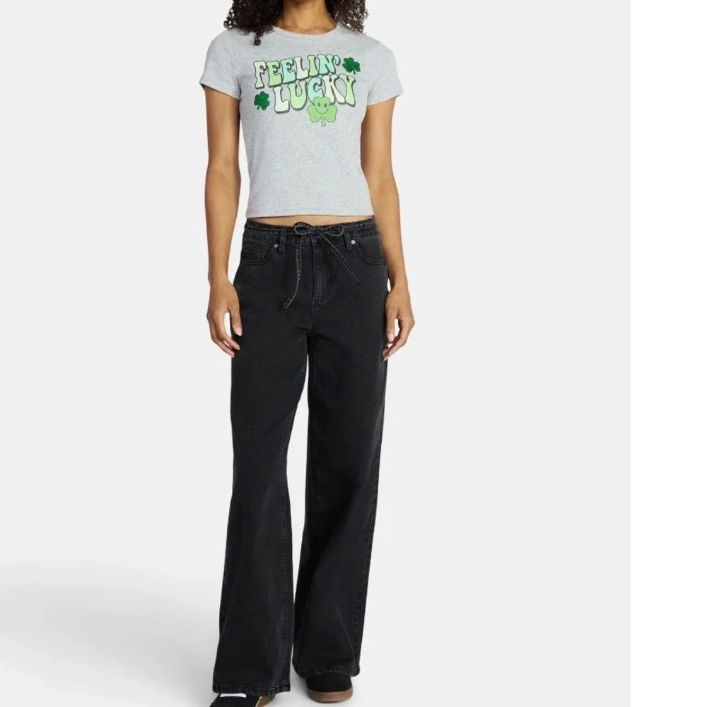 Social Edition Womens XL Feelin Lucky St Patricks Day Graphic Tee‎ Heather Gray